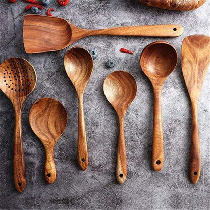 TeckTaste™ | Ensemble d'ustensiles de cuisine en bois