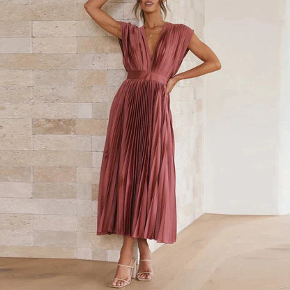 EveÉlégance™ | ROBE MAXI AVEC COL V ET PLIS 